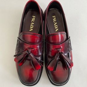Prada Red Loafers